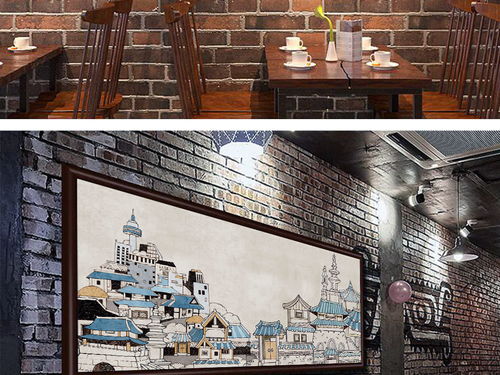 中式复古特色餐馆古老手绘建筑工装装饰画图片素材 效果图下载